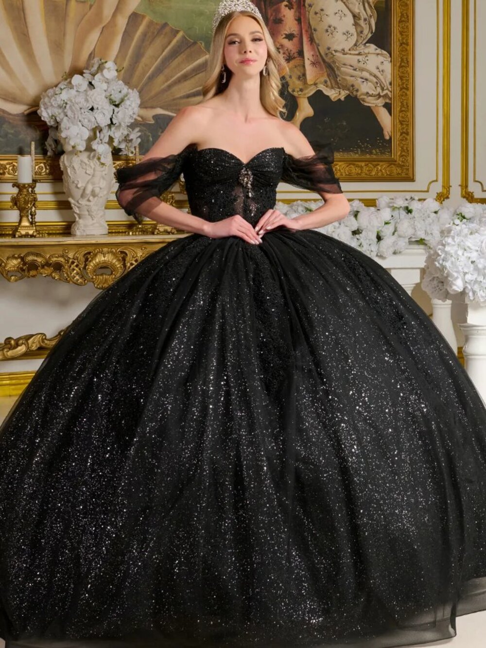 NEW BLACK Lace & Mesh Sweetheart Evening Gown Floor Length Embellished GL3502